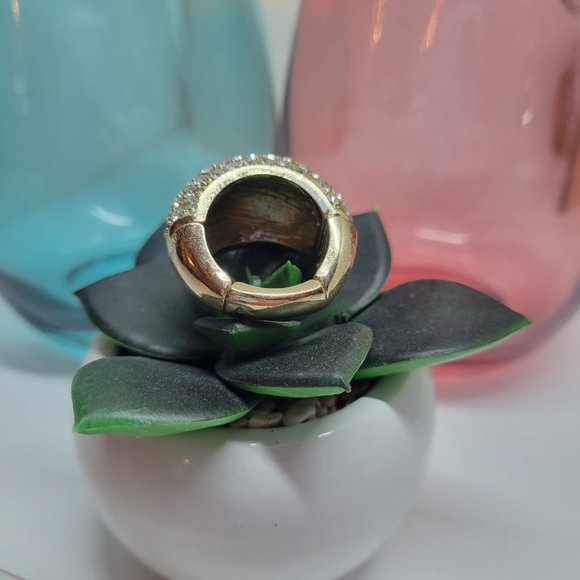 Faux Gold Plated Dome Pave Stretch Ring - Picture 4 of 5